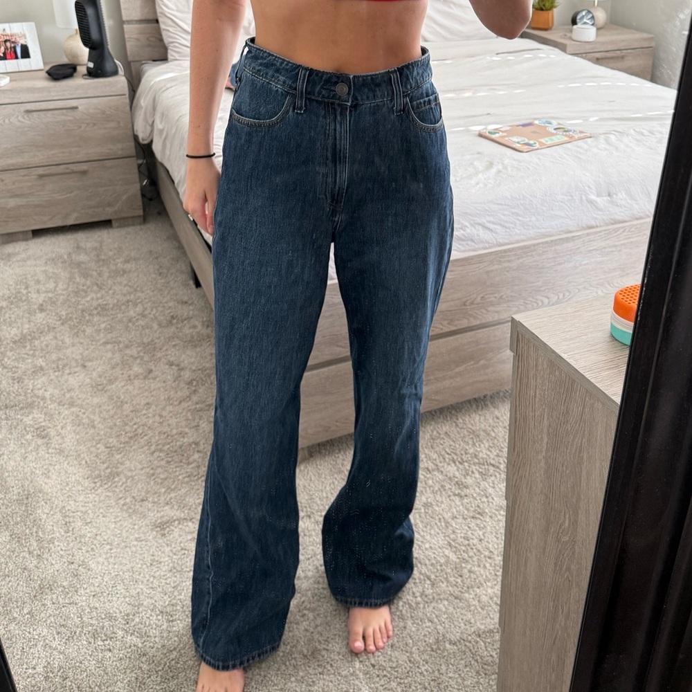 Hollister Dark Wash High Waisted Wide Leg Jeans Size 8L